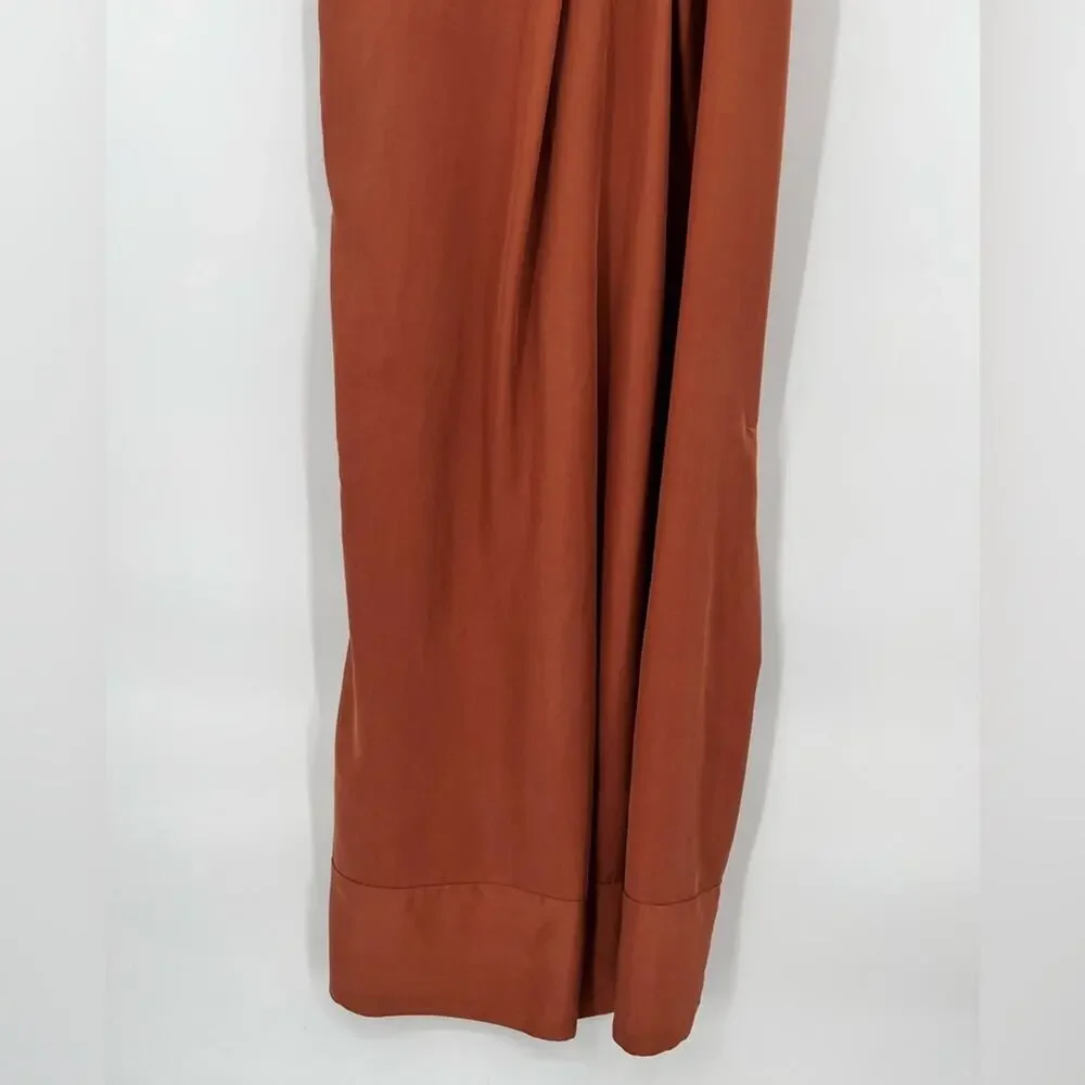 SANCIA The Label Thalita Jumpsuit Romper Shoulder Tie Front Leg SplitRust Medium - Picture 8 of 16